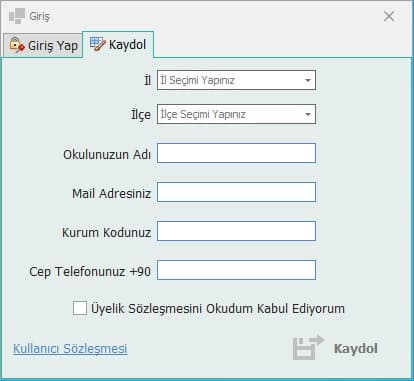 Kayıt Ekranı