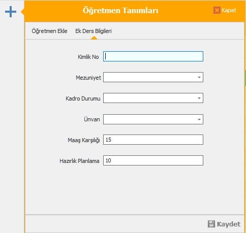 Öğretmen Kayıt Ekranı